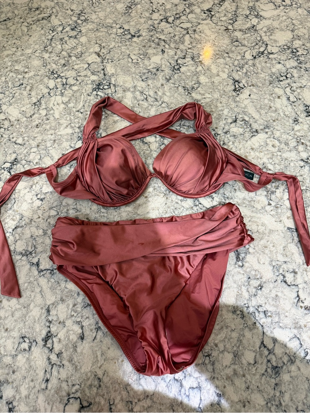 La Blanca Rust Pink Underwire Cross-Back Bikini Set